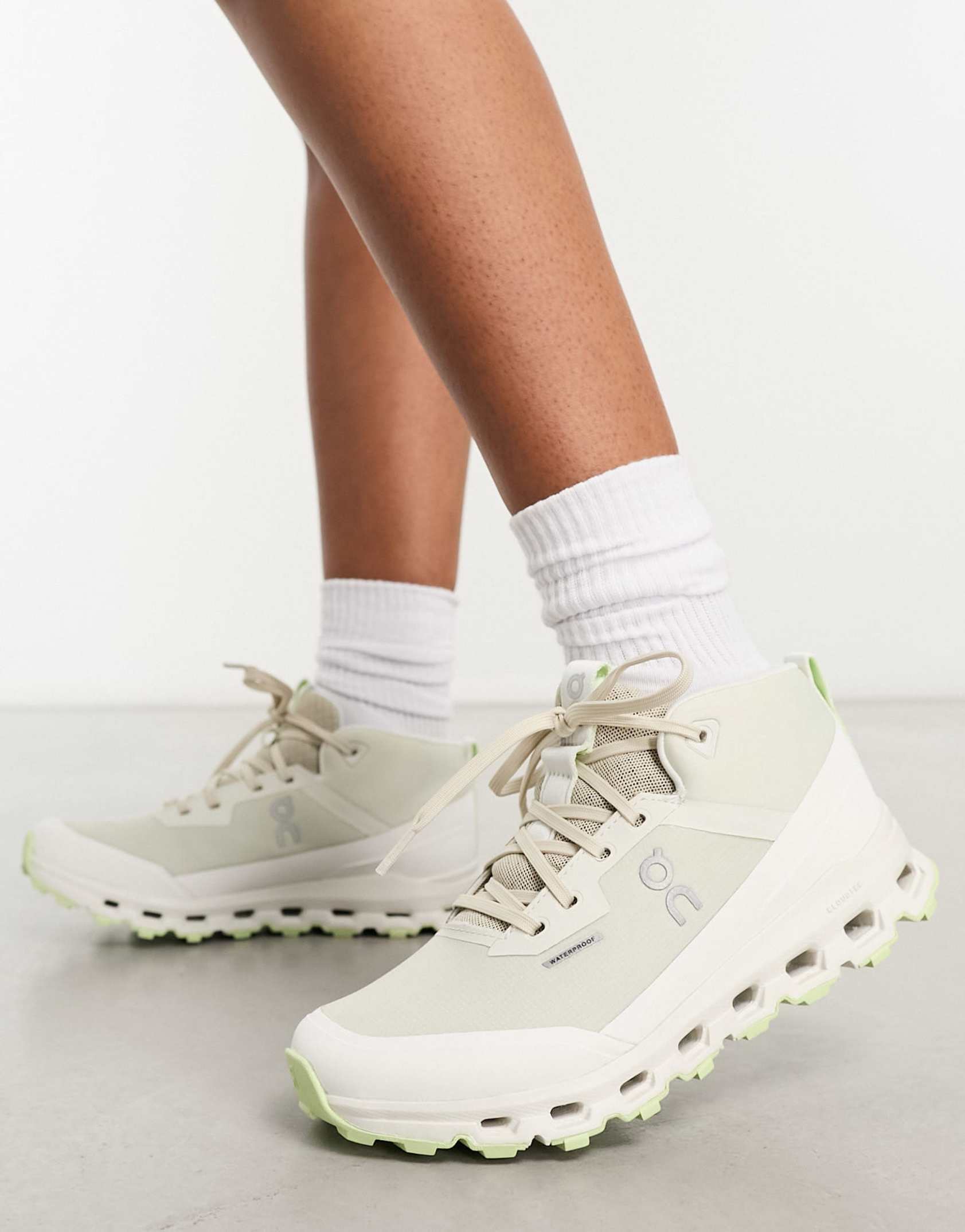 ON Cloudroam waterproof high top trainers in cream ASOS Price Checker