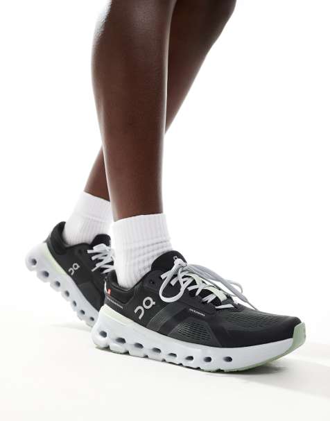 ON Cloudrunner 2 running trainers in black and lime green - view 1