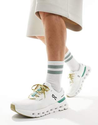 On Running ON Cloudrunner 2 running trainers in undyed white and green