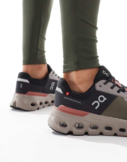 ON Cloudrunner Sneakers da corsa impermeabili color oliva e