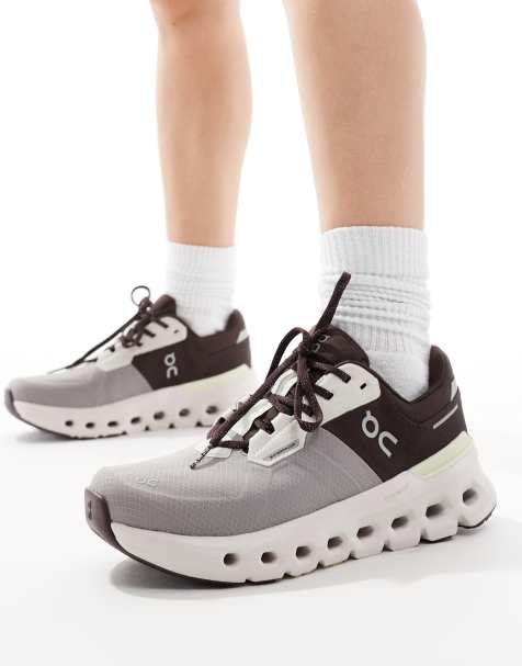 ON Cloudrunner 2 waterproof running trainers in brown and grey - view 1