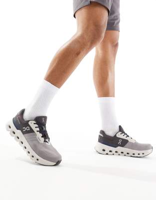 ON Cloudrunner 2 Waterproof running trainers in grey and navy