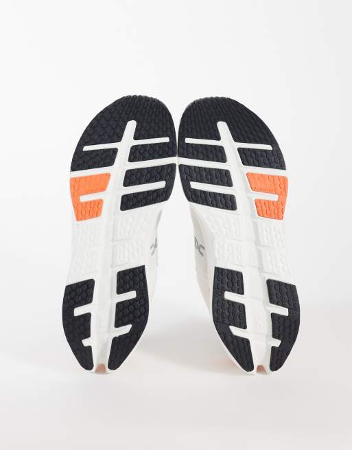 ON Cloudrunner 3 running trainers in white and orange, 5 of 5
