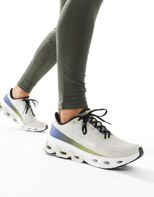 ON Cloudspark running trainers in white and green