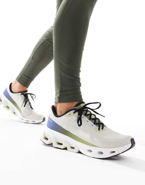 ON Cloudspark running trainers in white and green - view 1