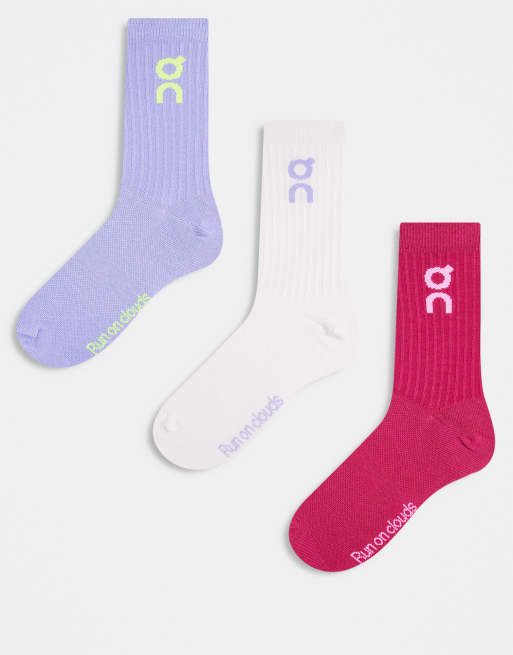 ON - Confezione da 3 paia di calzini alti color orchidea e cometa con logo 