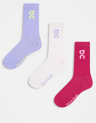 ON - Lot de 3 paires de chaussettes montantes à logo - Orchidée/comète