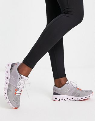 ON Cloud X trainers in grey and pink