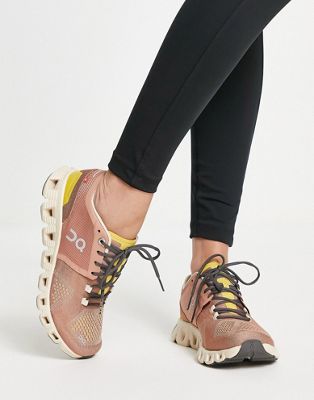 On Running Cloud X trainers in mocha brown with brand