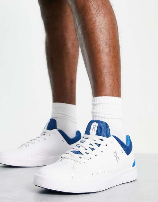 On Running The Roger Advantage trainers in white and cobalt