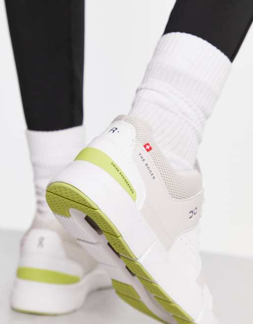 On Running – The Roger Clubhouse – Biało-limonkowe buty sportowe, 3 z 4