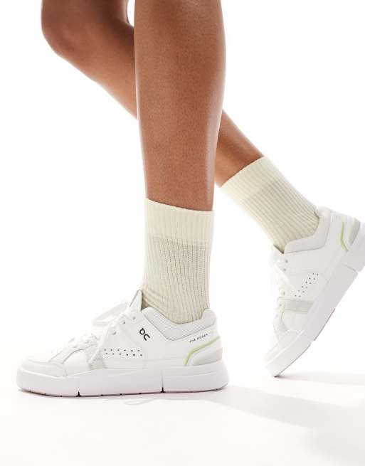 ON – The Roger Clubhouse – Vita och limegröna sneakers, 5 av 5