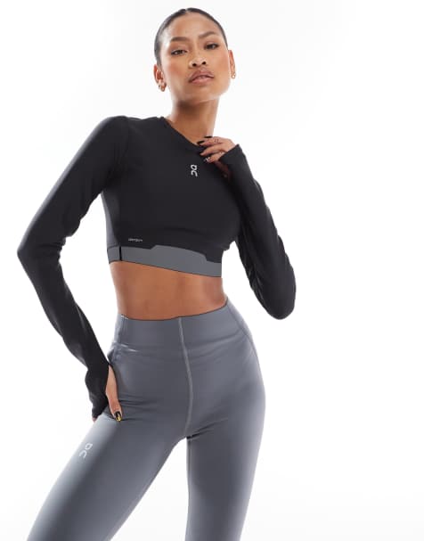 ON Train long sleeve gym top in black - view 1