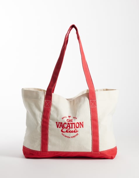 On Vacation - Club Aperitif - Borsa shopping bianca e rossa con logo - view 1