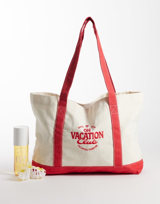 On Vacation – Club Aperitif – Tragetasche in Weiß und Rot mit Logo, 2 von 4