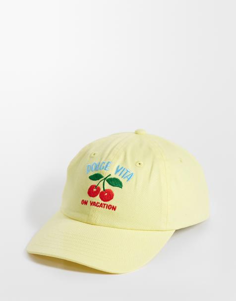 On Vacation Club Dolce Vita cherry motif cap in pastel yellow - view 1