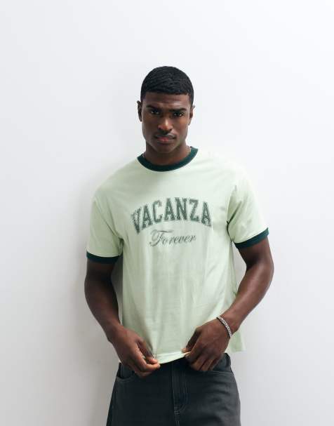 On Vacation Club Vacanza collegiate logo ringer t-shirt in mint
