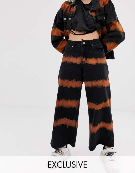 One Above Another - Combi-set van oversized jack en jeans met rechte pijpen van denim met tie-dye, 3 van 3