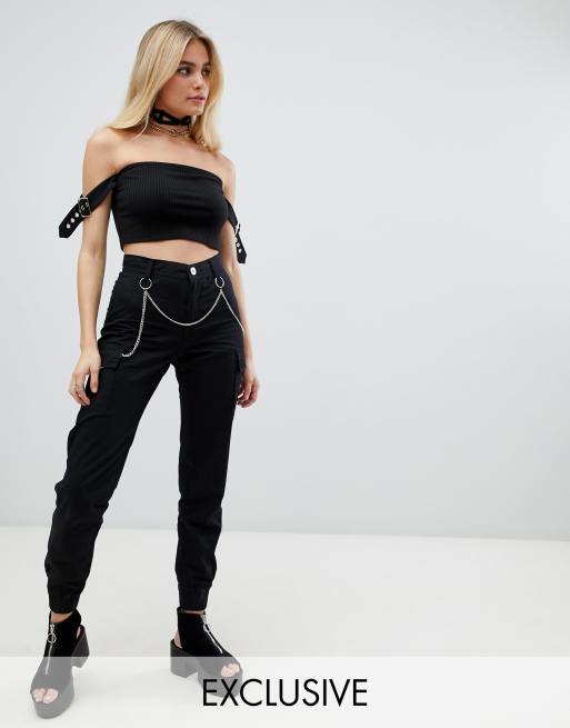 Chain Detail Fitted Cargo Trouser  Cargo trousers, Trousers women