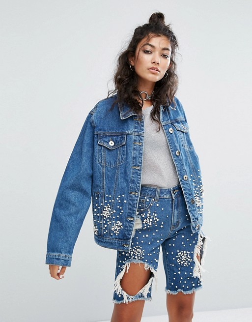 One Above Another | One Above Another Denim Jacket With All Over ...