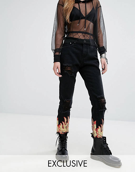 One Above Another Flame Jeans