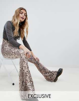 snake flared trousers