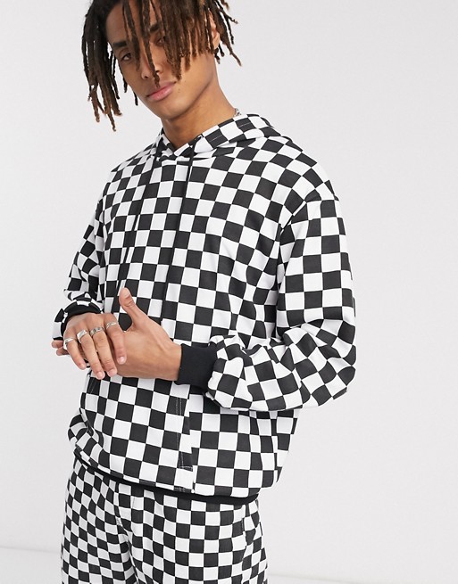 One Above Another hoodie in checkerboard print