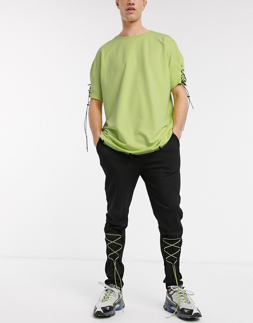 One Above Another - Joggers con fermacorda verde fluo in coordinato