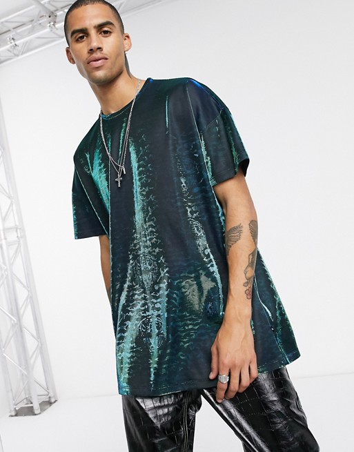 One Above Another oversized t-shirt in metallic tiger