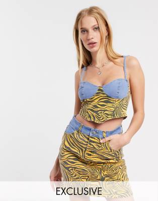 yellow denim two piece