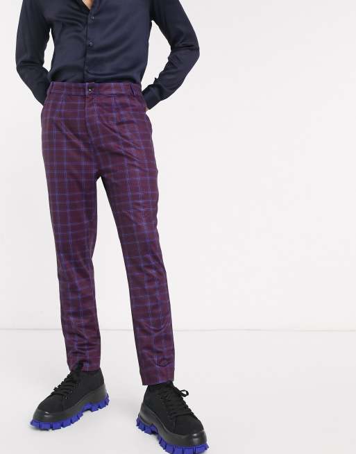 Mens purple hot sale plaid pants