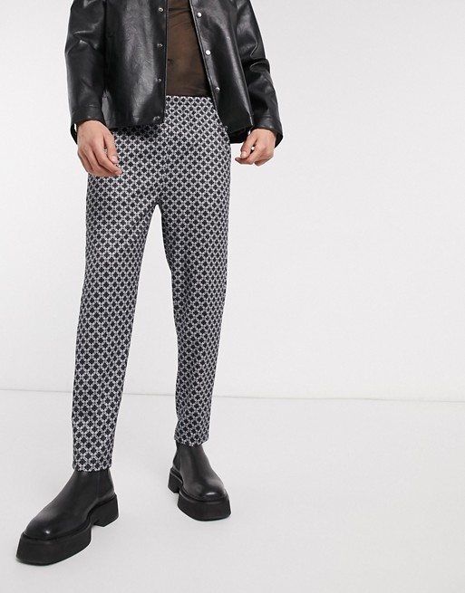 One Above Another tailored trousers in geometric print
