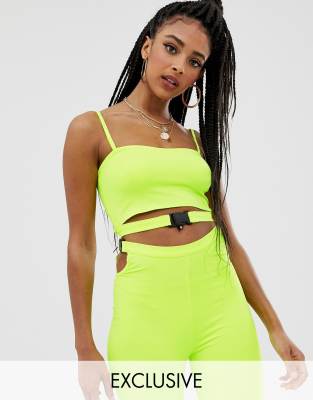 neon lime buckle top