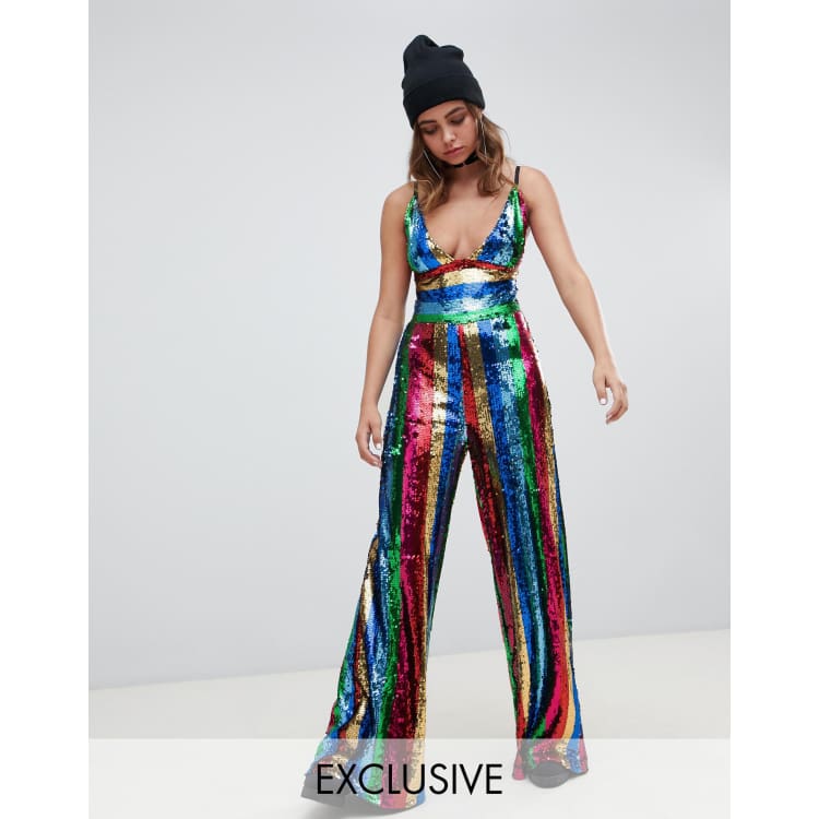 Rainbow sequin top jumpsuit topshop