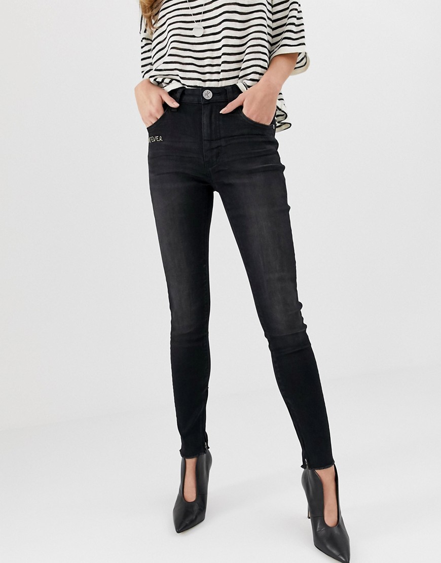 One Teaspoon - Freebird - Skinny jeans met hoge taille-Zwart