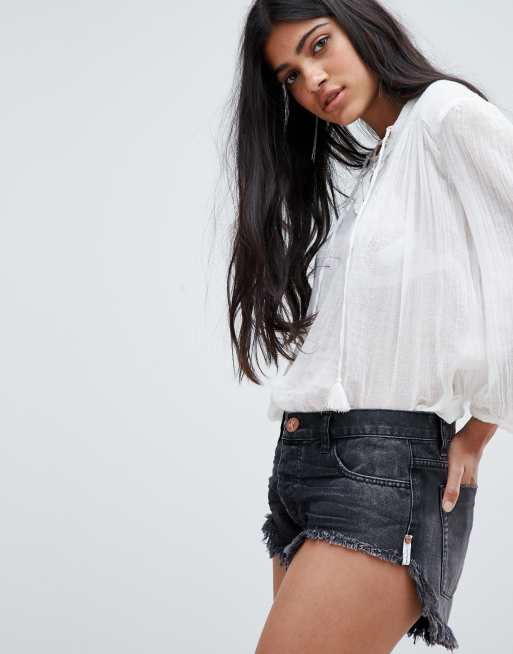 One teaspoon black hot sale denim shorts