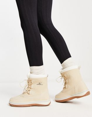 O'Neill alta tall snow boots with faux fur lining in cream