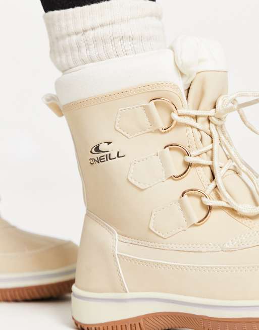 O Neill alta tall snow boots with faux fur lining in cream