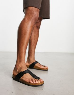 O'Neill footbed toe thong sandals in black
