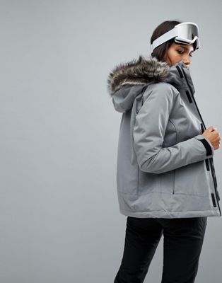 ski jacket with faux fur hood