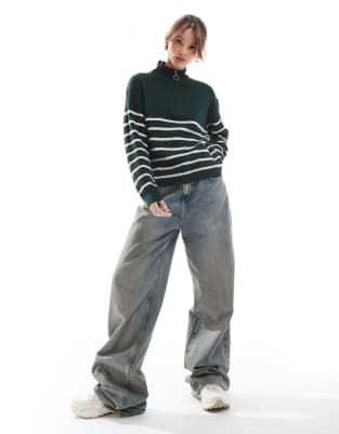 Only 1/4 Zip Sweater In Green