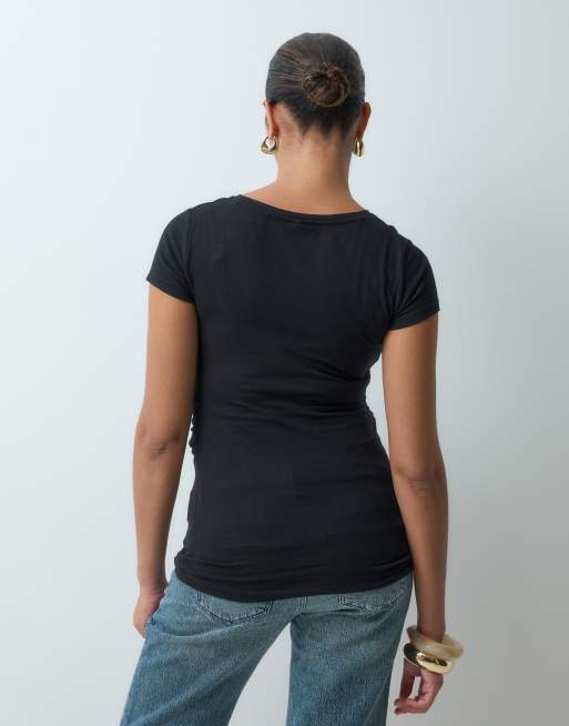 ONLY 2 camisetas premamá en negro y blanco, 3 de 4