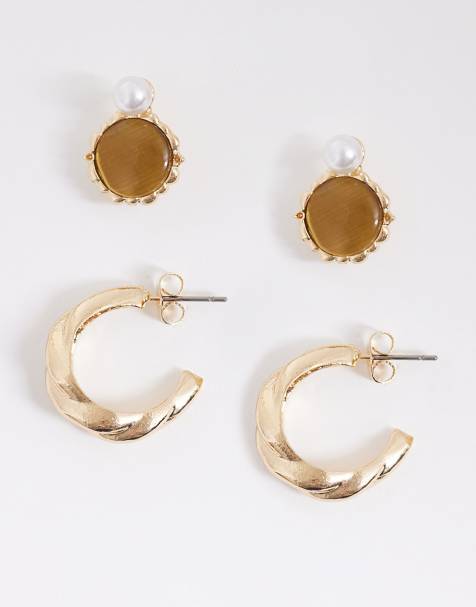 ONLY 2-pack earrings in gold - view 1