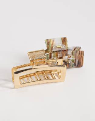 ONLY ONLY 2-pack hair clip in light brown