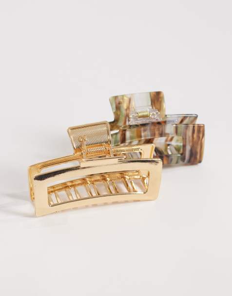 ONLY 2-pack hair clips in light brown - view 1