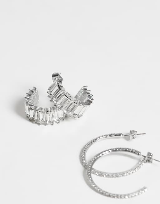 ONLY 2-pack hoop earrings in silver, 3 of 4
