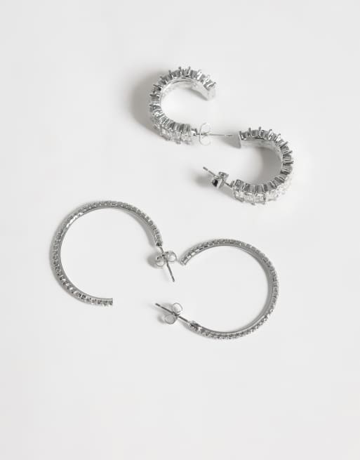 ONLY 2-pack hoop earrings in silver, 4 of 4