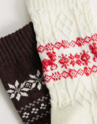 Only 2-pack Knitted Socks In Multi