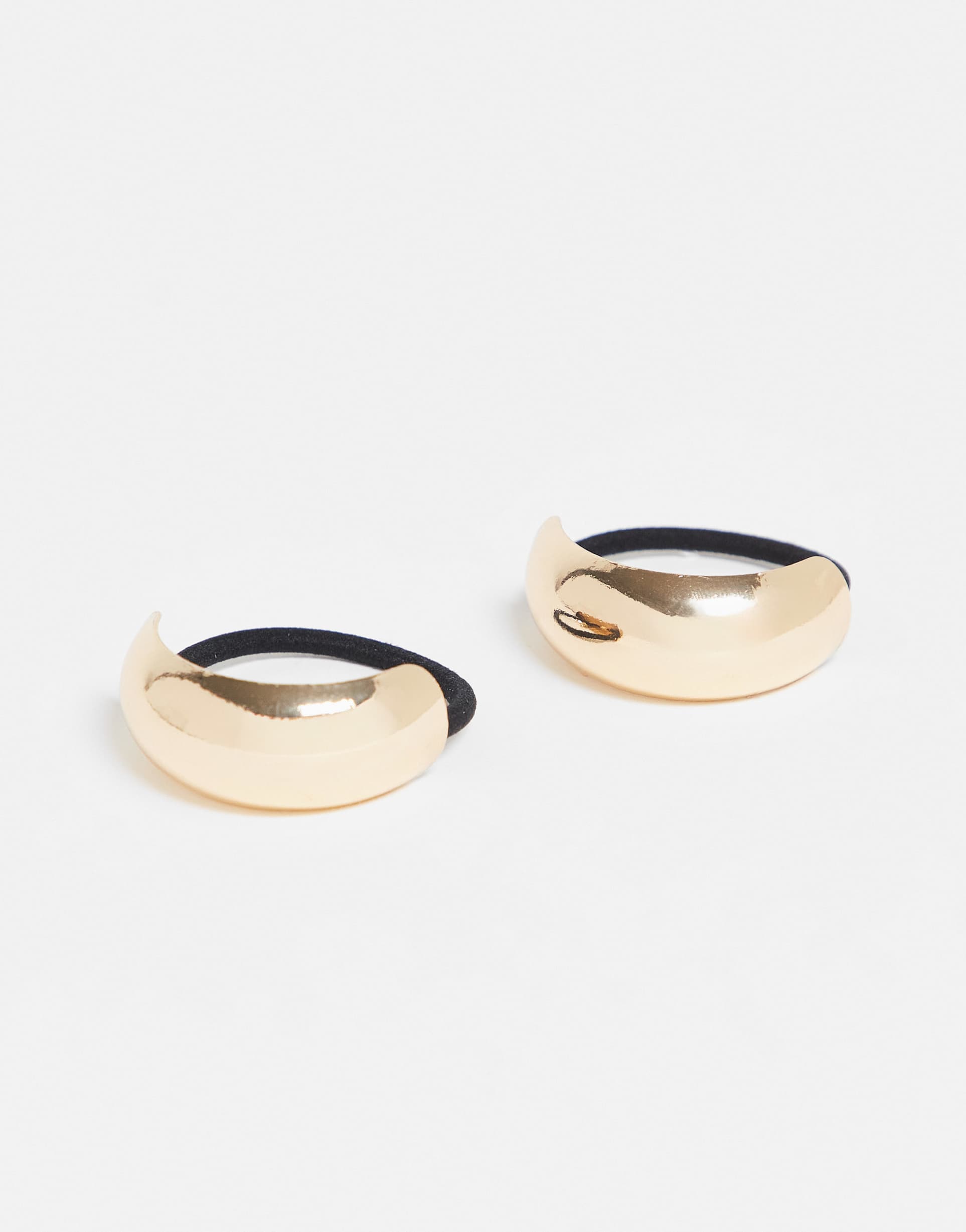 only 2-pack metal round cuff hair ties in gold