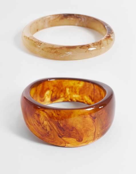 ONLY 2-pack resin bangles in brown tones - view 1